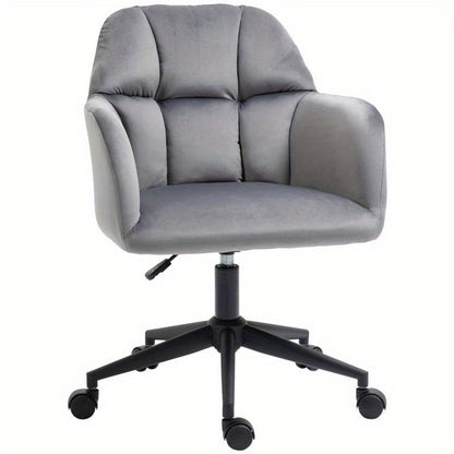 Draaifauteuil – Fauteuil – Bureaustoel – Loungestoel – Relaxstoel – Verstelbare Armleuningen – Velvet Bekleding – Draagvermogen 120 kg – Grijs