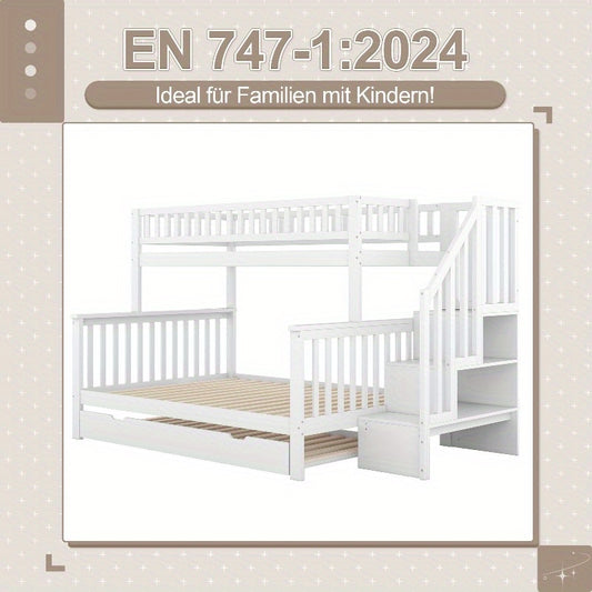 Witte Metaal Hoogslaper – Loftbed – Stapelbed – Stapelbed met Lade – Stalen Bedframe – Twin/Full 90x200 & 140x200cm – Ruimtebesparend Ontwerp – Stevig Metalen Constructie