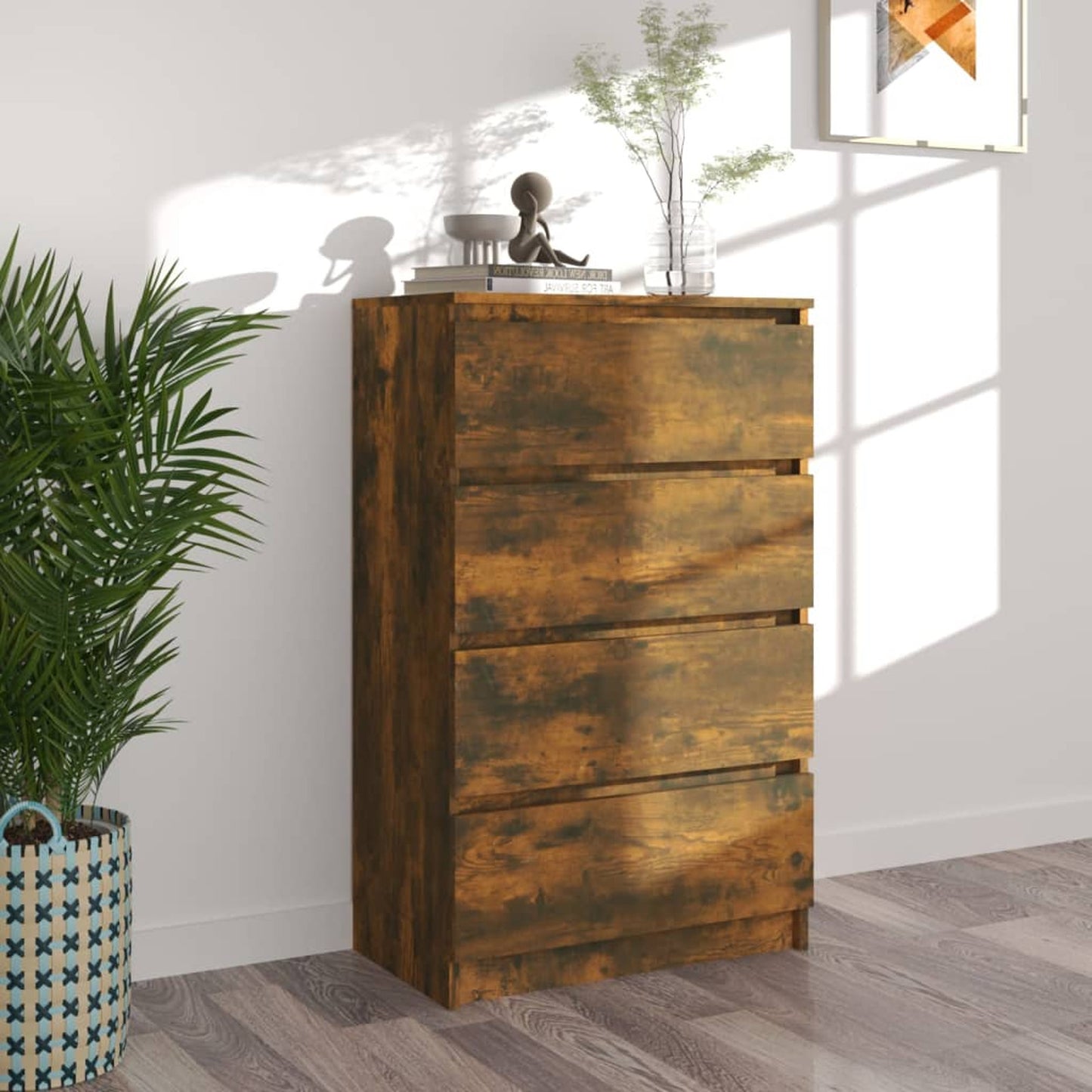 Dressoir – Sideboard – Opbergkast – Ladekast – Kast – Rustiek Smokey Eiken – Compact Formaat 60,96x35,56x99,06 cm – Vrijstaand Met 2 Laden