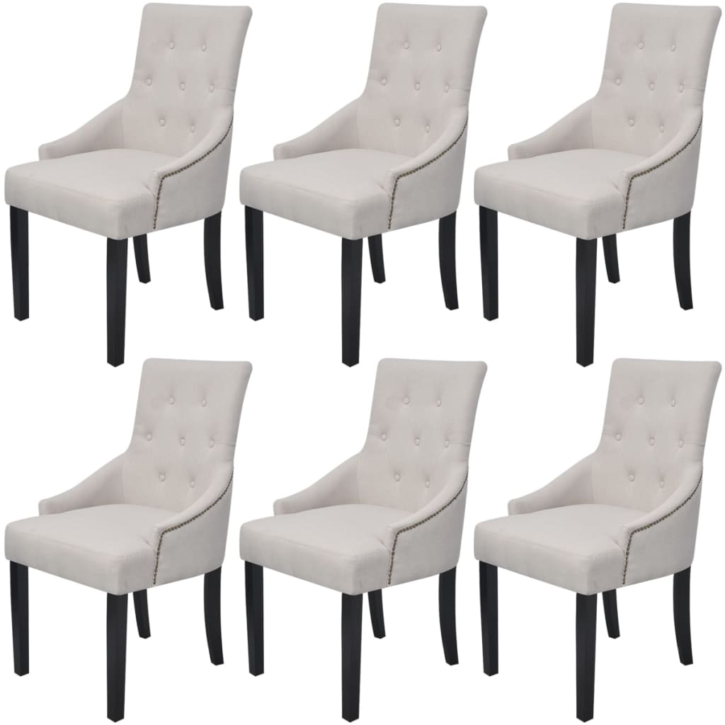 Eetkamerstoel – Stoel – Kuipstoel – Eettafelstoel – Keukenstoel – Set van 6 – Houten Frame – Zachte Bekleding