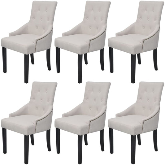 Eetkamerstoel – Stoel – Kuipstoel – Eettafelstoel – Keukenstoel – Set van 6 – Houten Frame – Zachte Bekleding