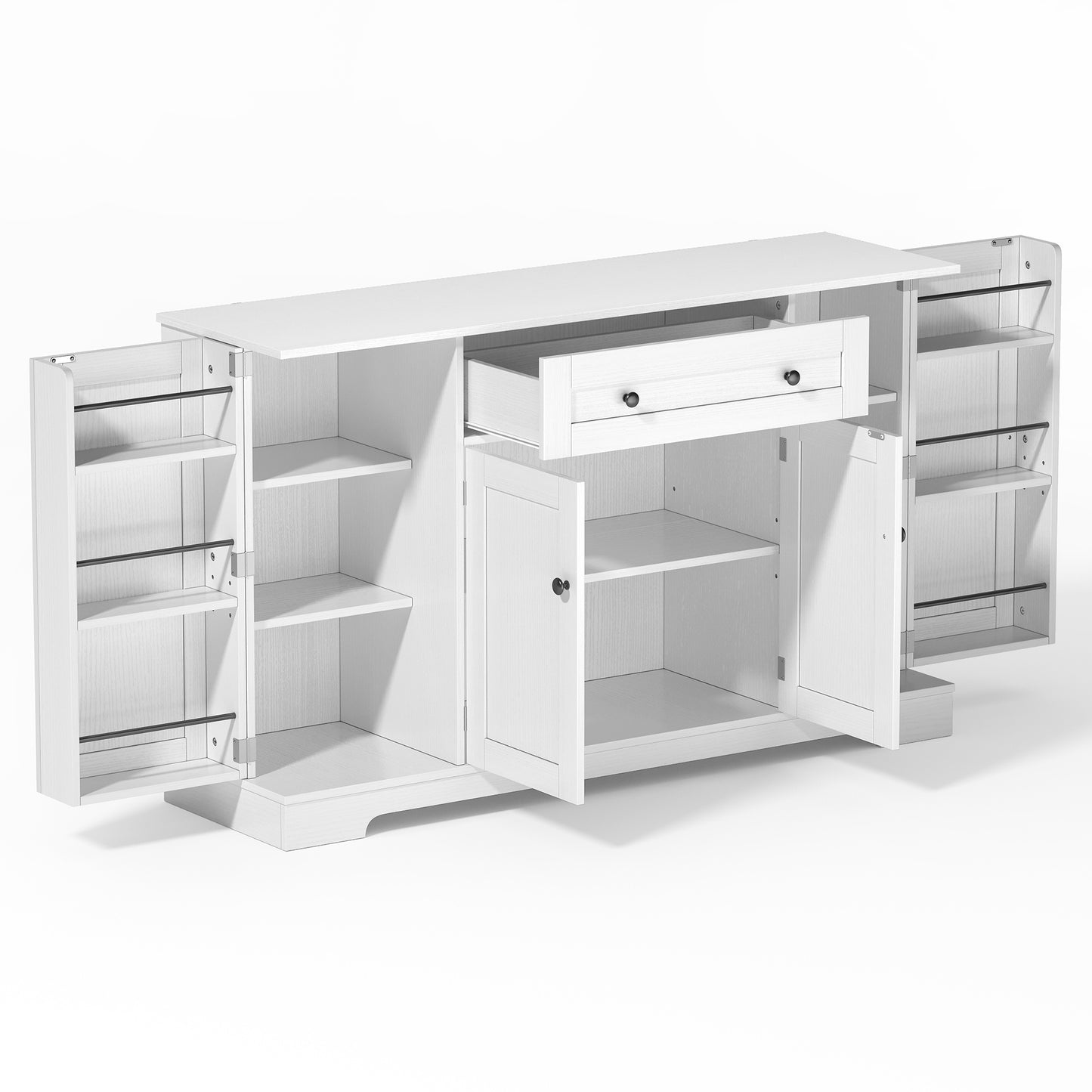 Buffetkast – Opbergkast – Dressoir – Keukenkast – Kast Met Lade – 138 Cm Breed – Kantelbeveiliging – Verstelbare Planken – Wit