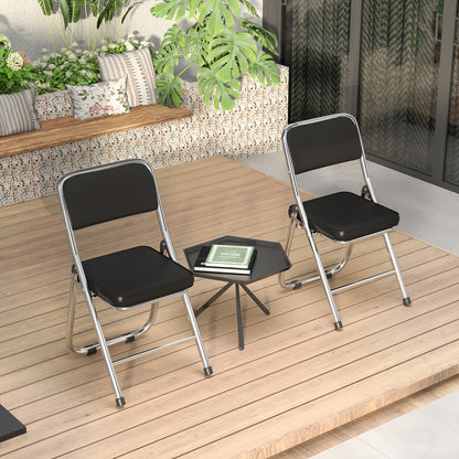 Set van 4 Leren Eetkamerstoelen – Zwarte Lounge Stoelen met Comfortabele Bekleding – Geschikt voor Keuken, Restaurant, Feest of Vergaderruimte