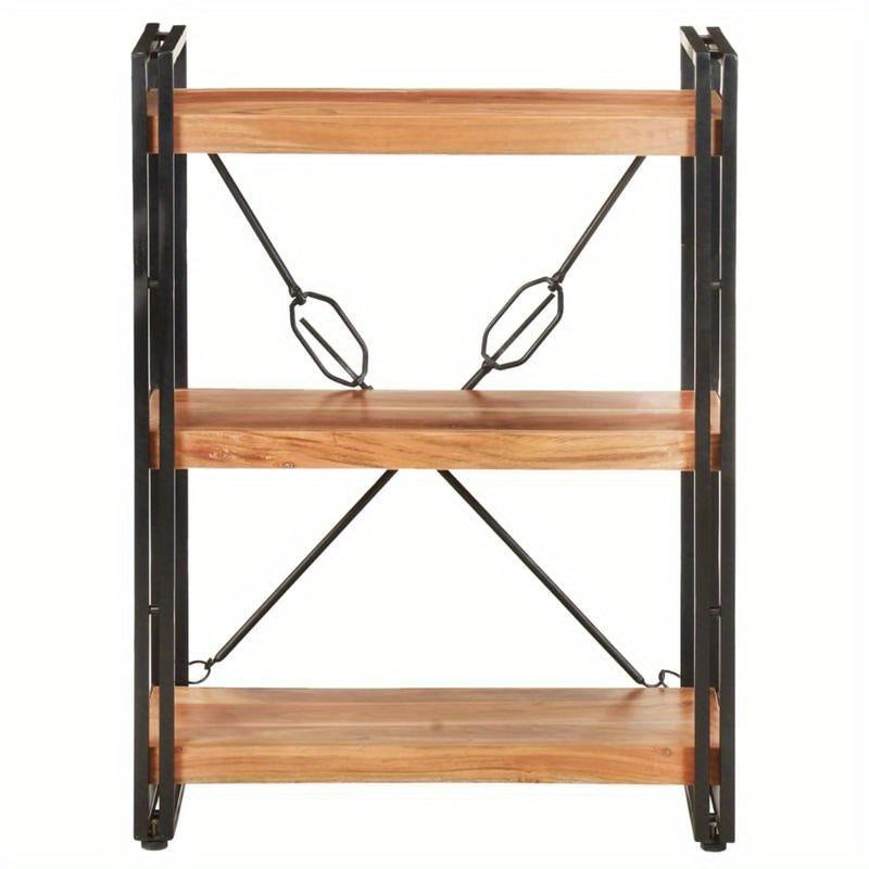 Bookshelf with 3 Shelves, Measuring 60X30X80 Cm, Made of Solid Acacia Wood, Standing Shelf