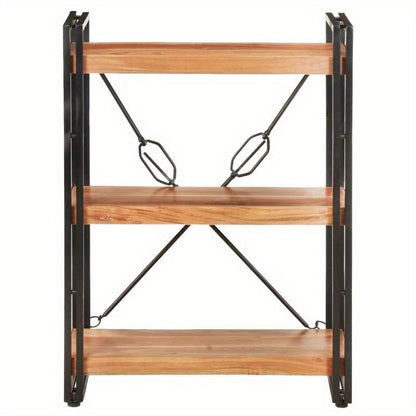 Bookshelf with 3 Shelves, Measuring 60X30X80 Cm, Made of Solid Acacia Wood, Standing Shelf