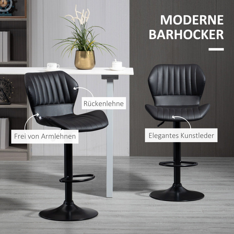 Barstoel – Barkruk – Barstoel Kruk – Keukenstoel – Barstoel Set Van 2 – Verstelbare Zithoogte 61-81 cm – 360° Draaibaar Met Rugleuning