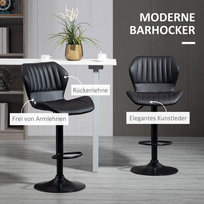 Barstoel – Barkruk – Barstoel Kruk – Keukenstoel – Barstoel Set Van 2 – Verstelbare Zithoogte 61-81 cm – 360° Draaibaar Met Rugleuning