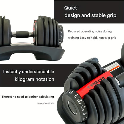Quickly adjustable dumbbell 24kg, 1 second quick weight change, free weight combination, unisex strength training equipment (single piece)