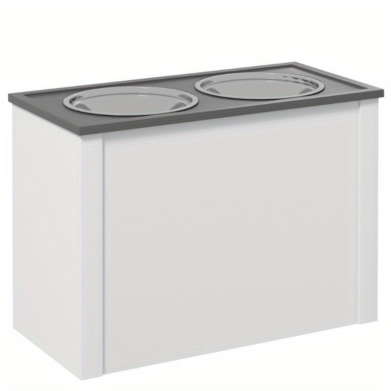Hondenvoerbak – Voederstation – Drinkbak – Voederschalen – Voerbakhouder – Roestvrij Staal – Opbergruimte 2L – Verhoogd Design – Wit