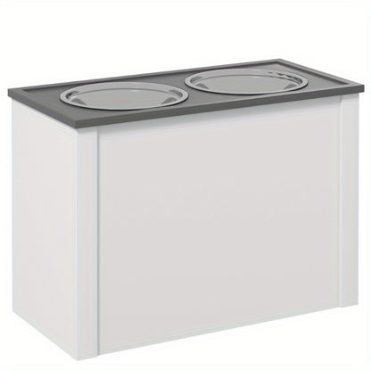 Hondenvoerbak – Voederstation – Drinkbak – Voederschalen – Voerbakhouder – Roestvrij Staal – Opbergruimte 2L – Verhoogd Design – Wit