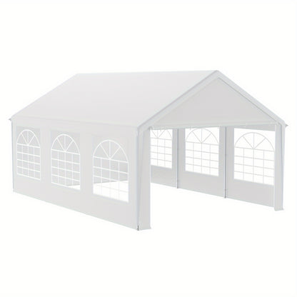 Partytent – Tent – Feesttent – Tuinpaviljoen – Evenemententent – 4x6 Meter – Waterafstotend PE Dak – Afneembare Zijwanden Met Ramen