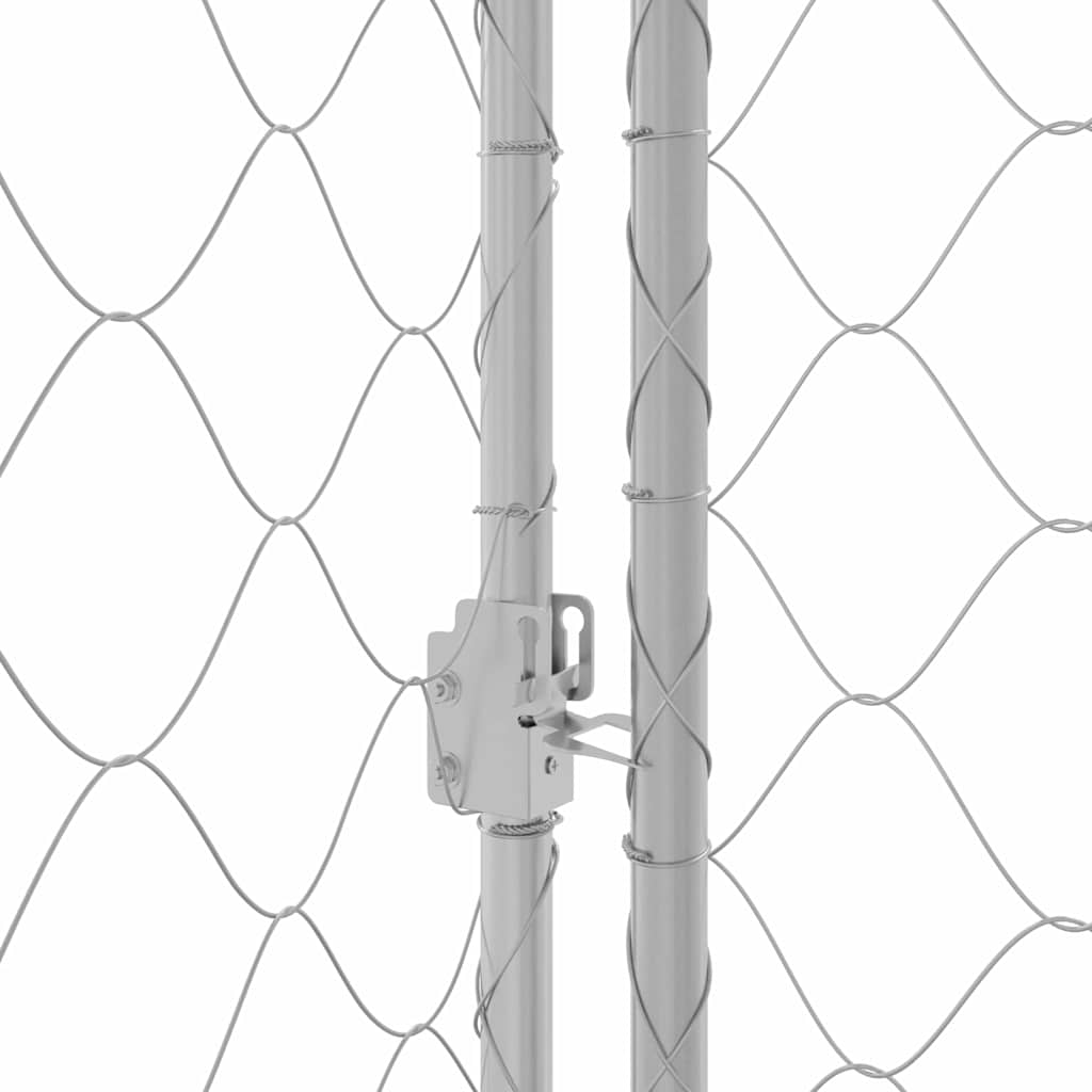 Hondenren Buiten – Hondenhok Tuinren Kennel Dierenren – Voor Grote Honden – Gegalvaniseerd Staal – Afneembaar Polyethyleen Dak – 2,56 x 2,00 x 0,80 m