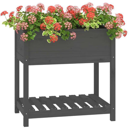 Plantenbak – Bloembak – Tuinbak – Moestuinbak – Kweekbak – Massief Grenenhouten – Weerbestendig – 82,5x54x81 cm – Met Opbergrek