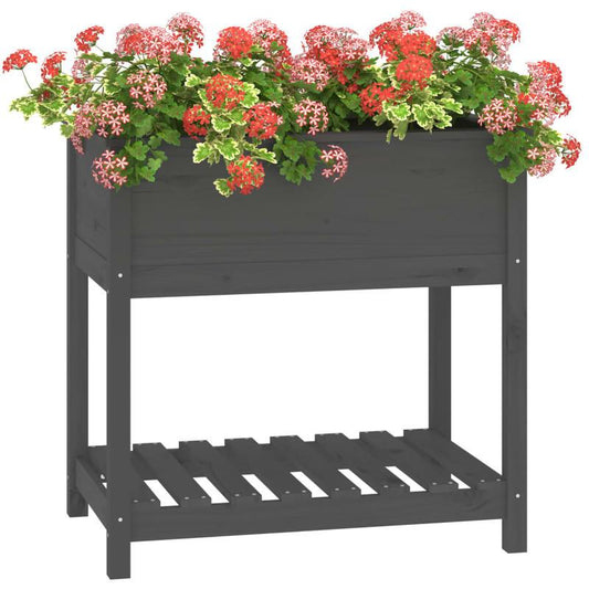 Plantenbak – Bloembak – Tuinbak – Moestuinbak – Kweekbak – Massief Grenenhouten – Weerbestendig – 82,5x54x81 cm – Met Opbergrek