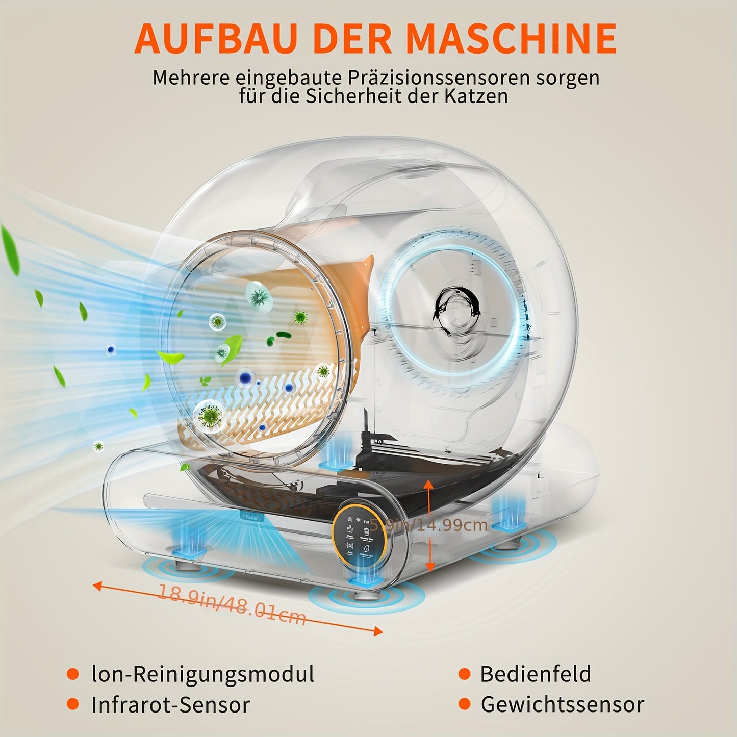 Automatische Zelfreinigende Kattenbak – Slimme Kattenbak – Zelfreinigende Kattenbak – Kattenbak Met App – Automatische Kattenbak – Groot 68L + 9L Afvalcontainer – Geurverwijdering & 2.4G WiFi App-bediening