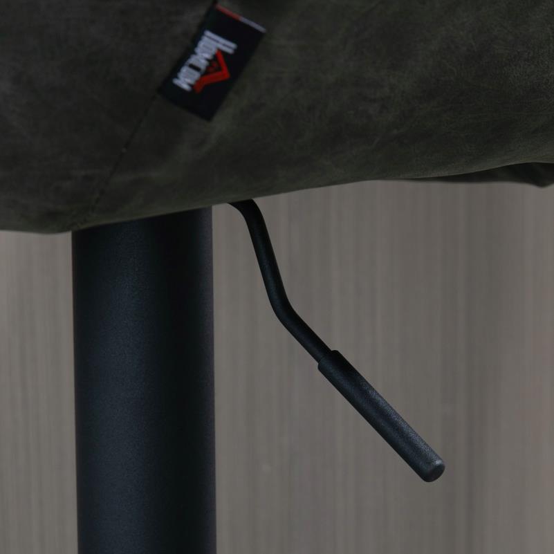 Barstoel – Barkruk – Barstoel Kruk – Keukenstoel – Barstoelen – Verstelbaar – Met Voetensteun – Met Gestoffeerde Zitting – Met Metaal Frame – Open Rugleuning – Donkergrijs/Zwart