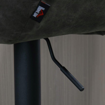 Barstoel – Barkruk – Barstoel Kruk – Keukenstoel – Barstoelen – Verstelbaar – Met Voetensteun – Met Gestoffeerde Zitting – Met Metaal Frame – Open Rugleuning – Donkergrijs/Zwart