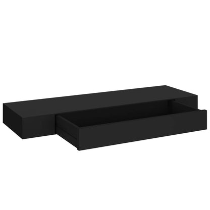 Wandplank – Zwevende Plank – Wandrek – Boekenplank – Muurplank – Met Lade – 80x25x8 cm – Zwart – Space-saving Design – Eenvoudige Montage
