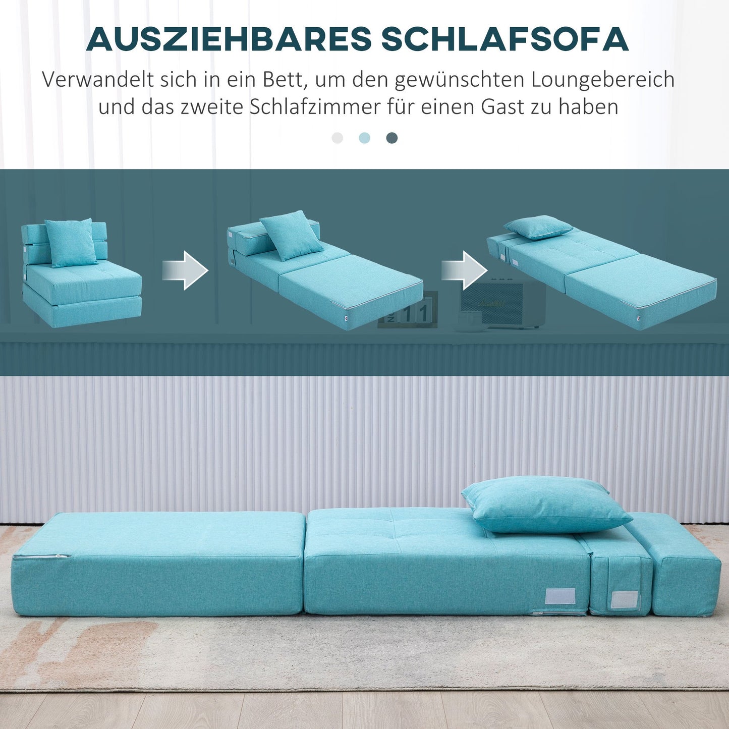 Bedstoel – Slaapstoel – Slaapbank – Fauteuil – Zitstoel – 2-in-1 Opvouwbaar Design – Comfortabele Polyester Bekleding – Draagkracht 100 kg – Donkergrijs
