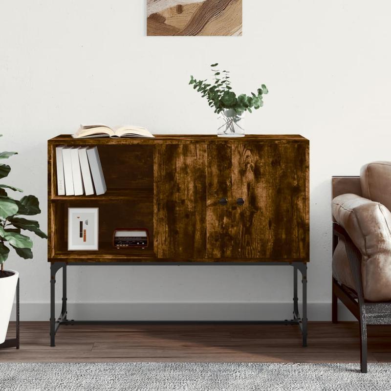 Sideboard 100x40x79.5cm bewerkt wood gerookt oakkleurig Removable storage practical