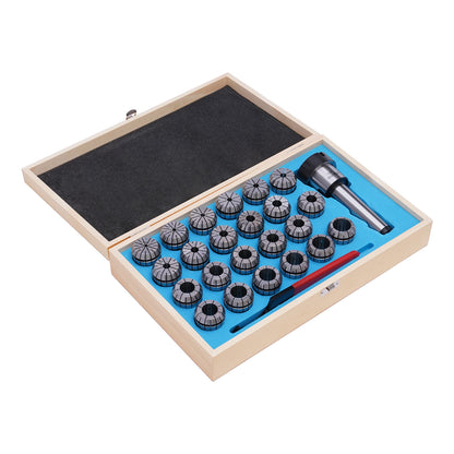 Collethouder – Kolletset – Freeshouder – CNC Collet – Draaibankhouder – Precisie klemkracht – Veerstaal 4-26 mm met houten opbergdoos