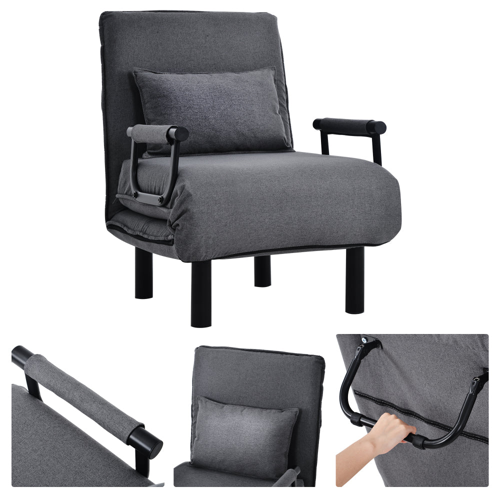 Slaapstoel – Slaapfauteuil – Slaapbank – Logeerbed – Zetelbed – Verstelbare Rugleuning 6 Posities – Inklapbaar en Ruimtebesparend – Comfortabele Zitting met Kussens