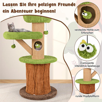Krabpaal – Kattenboom – Kattenhuis – Krabmeubel – Kattencondo – 148 cm Hoog – Pluche Ligplek & Verborgen Speelhol