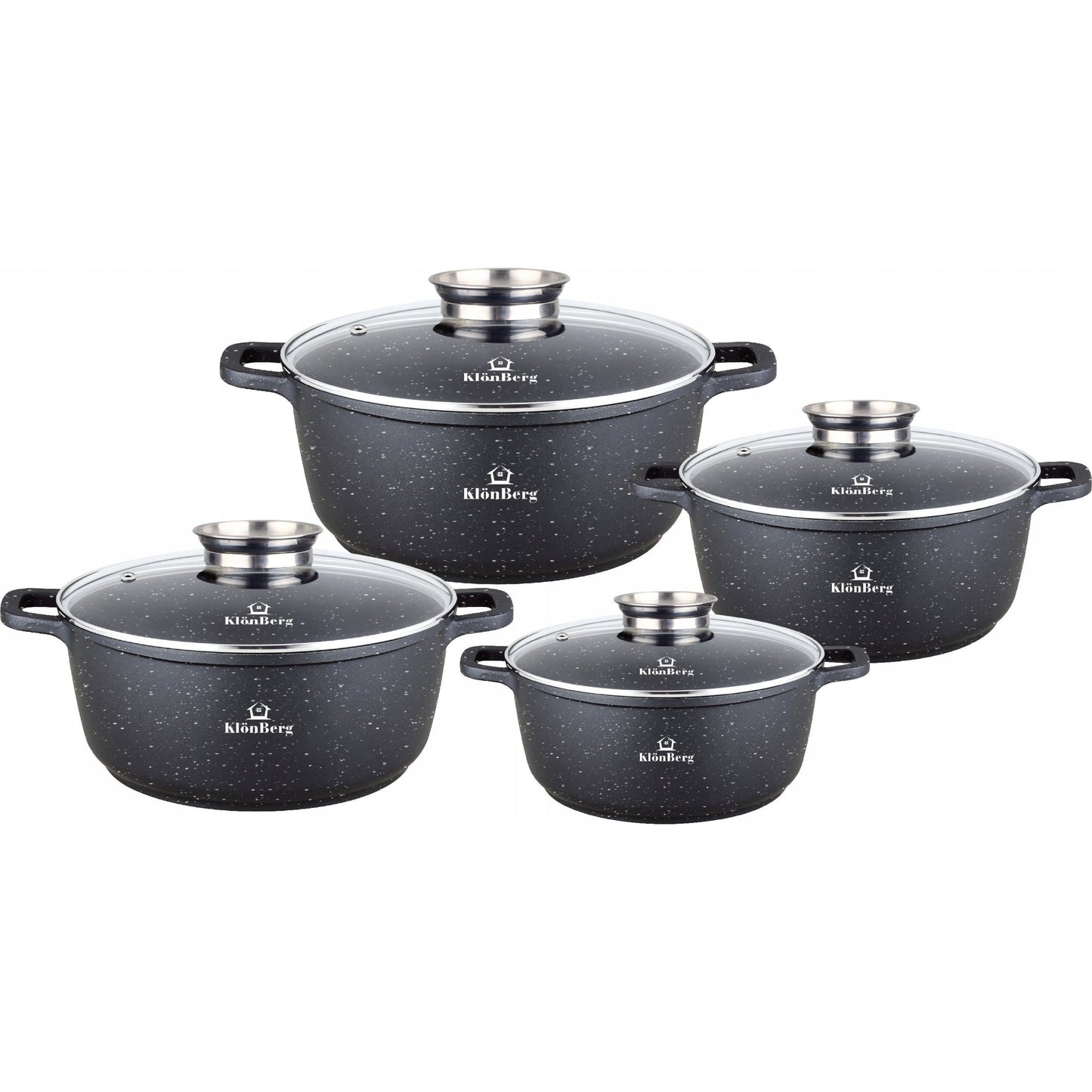 Pannenset – Kookset – Potten Set – Steelpan Set – Non-stick Pannen – 8-Delig – Geschikt Voor Inductie – Snelle Warmteverdeling – Grijs – Met Deksel