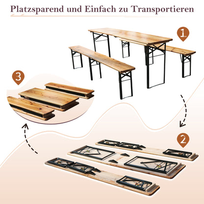 Bierbank Set – Bierbankstel – Bierbank Tafeltje – Inklapbare Zithoek – Bierbank 220 cm – Duurzaam Metalen Frame – Maximale Draagkracht 200 kg