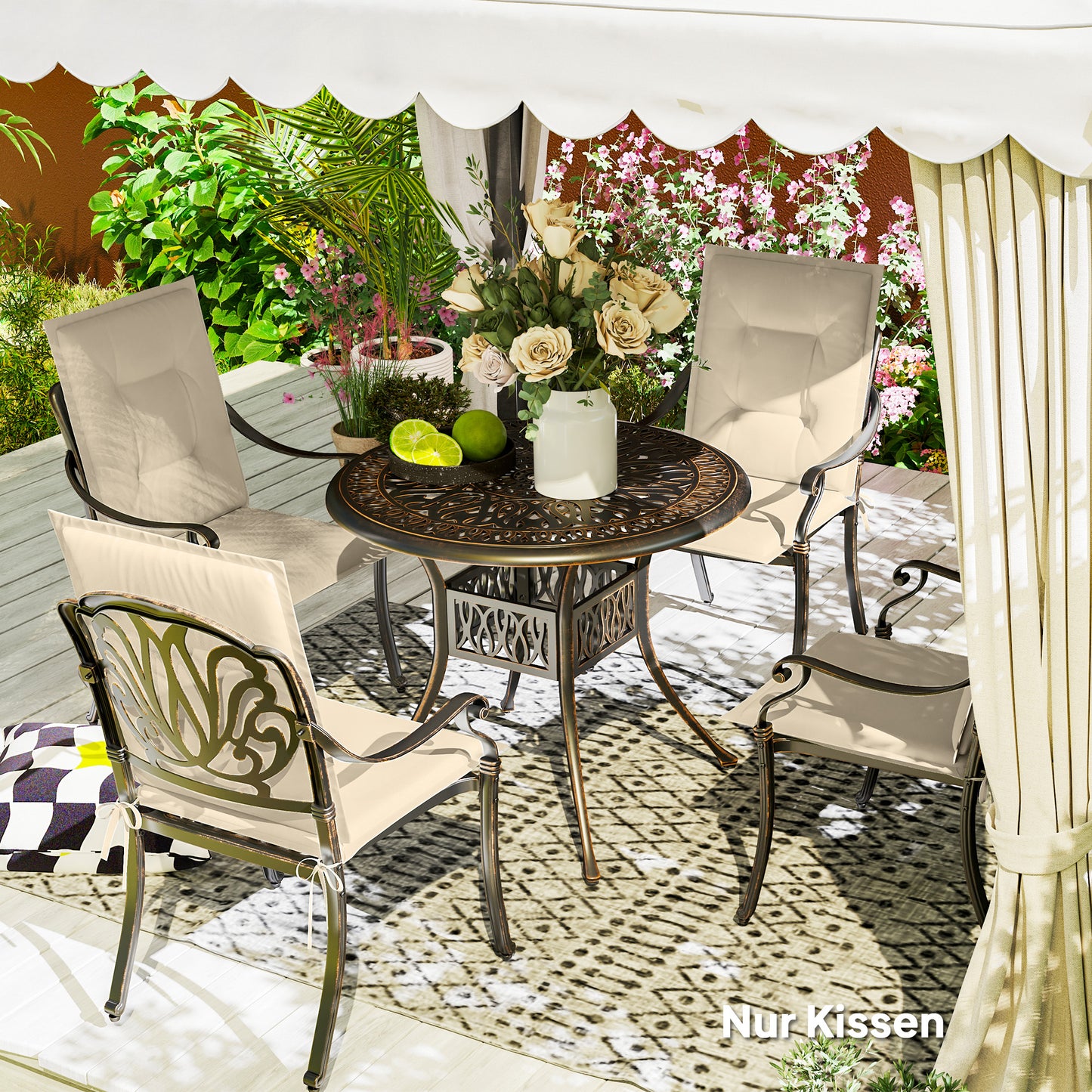 Tuinkussens – Stoelkussens – Zitkussens – Tuinstoelkussens – Kussen Set Beige – 108 x 50 x 5 cm – Water- en UV-bestendig Polyester