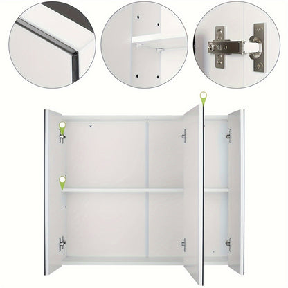 Badkamerspiegelkast – Spiegelkast – Medicijnkast – Wandkast – Badkamermeubel – Wandmontage – Hout – Vochtbestendig – Ruimtebesparend – Modern Wit
