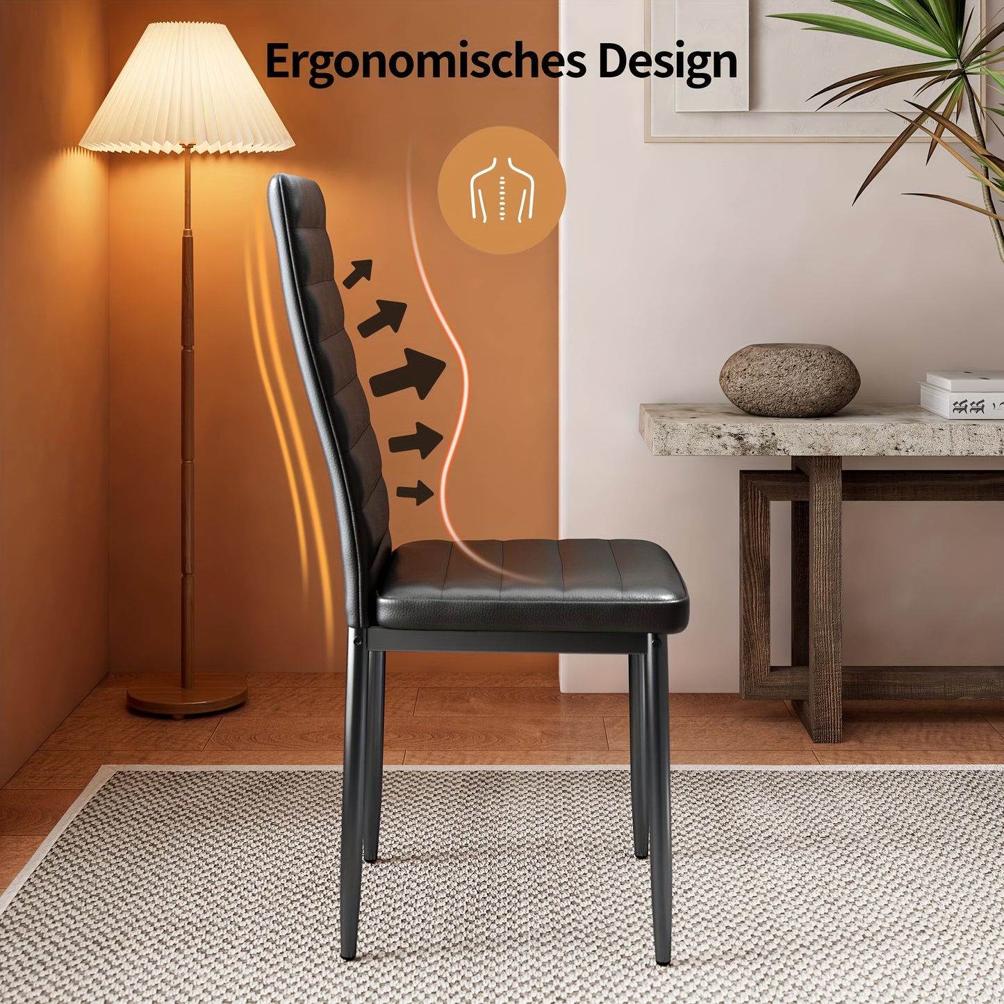 Eetkamerstoelen – Stoelen – Kuipstoelen – Keukenstoelen – Designstoelen – Set van 6 – Hoogwaardige Kunstleer Bekleding – Massief Houten Frame
