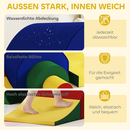 Zachte Bouwblokken – Speelblok Set – Peuter Speelgoed – Baby Klimblokken – Foam Speelset – 5 Kleurrijke Vormen – Veilig Schuim Met Kunstleer – Lichtgewicht & Makkelijk Schoon Te Maken