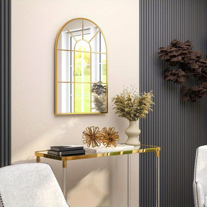 Wandspiegel – Passpiegel – Staande Spiegel – Hangspiegel – Woondecoratie – Gouden Frame – Uniek Onregelmatig Design – 91x60 cm Verticaal – Zonder Elektriciteit