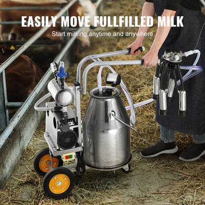 Melkmachine – Elektrische Melkset – Geitenmelker – Koeienmelker – Melkafname Apparaat – 25 Liter Roestvrij Staal – 550W Krachtige Motor – Instelbare Vacuümpulsatie