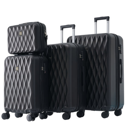 Kofferset – Reiskoffer – Bagage – Harde Koffer – Handbagage – ABS Hard Shell – TSA Cijferslot – 4 Zwenkwielen – Inclusief Cosmeticatasje – Zwart