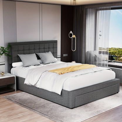 Opbergbed – Opbergbed met Gaslift – Bed met Lade – Gestoffeerd Bed – Tweepersoonsbed 160x200 cm – Gasveermechanisme – Gestoffeerd Hoofdeinde