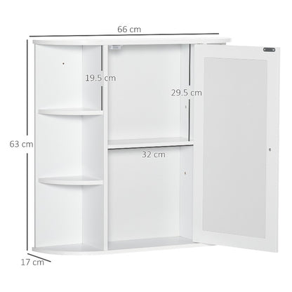 Badkamer Spiegelkast – Medicijnkastje – Wandkast – Opbergkast – Spiegelkast Met Deur – 8 Planken – Vochtbestendig Design
