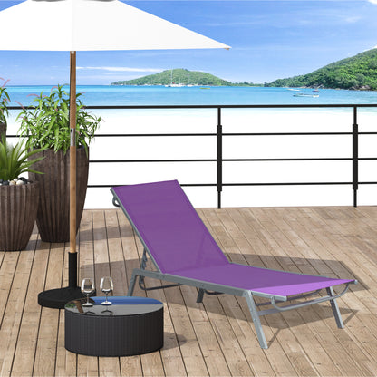 Ligstoel – Strandstoel – Zonnebed – Ligbank – Verstelbare Buitenstoel – Ergonomisch Ontwerp – UV- en Waterbestendig Mauve – Metaal Met Textileen – 170x58x97 cm