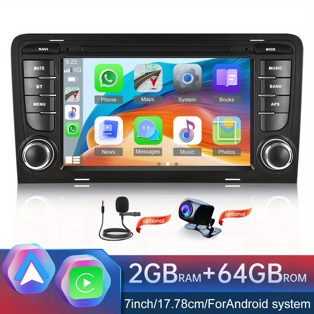 Autoradio – Auto Radio – Multimedia Systeem – Inbouw Radio – Car Stereo – Double DIN – 7 Inch HD Touchscreen – Draadloze Apple CarPlay & Android Auto