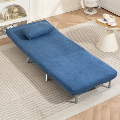 Relaxfauteuil – Slaapfauteuil – Slaapstoel – Loungestoel – Fauteuil Met Bedfunctie – 3-in-1 Design – Inclusief Kussen – Comfortabele Stoffering Blauw