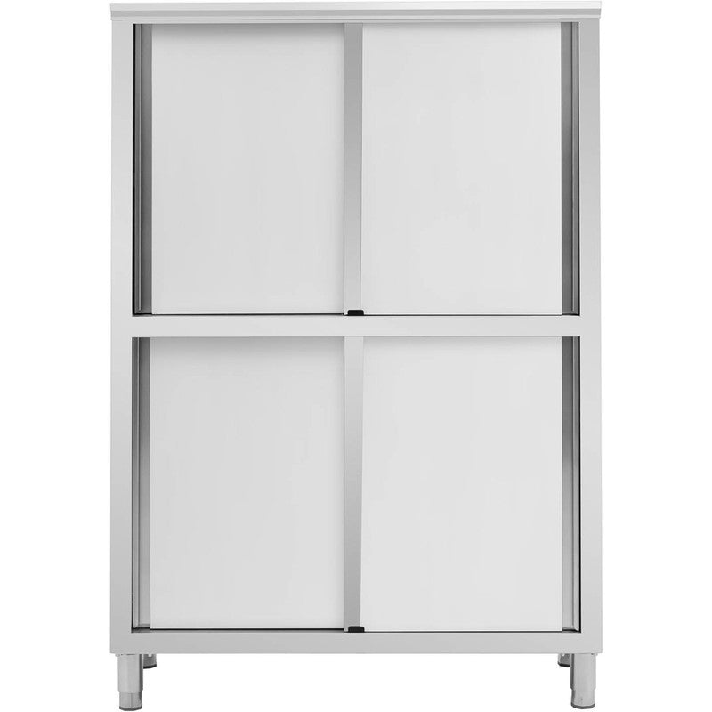 Keukenkast – Opbergkast – Buffetkast – Stellingkast – Keukenmeubel – RVS Schuifdeuren – 120x50x180 cm – 200 kg Draagvermogen