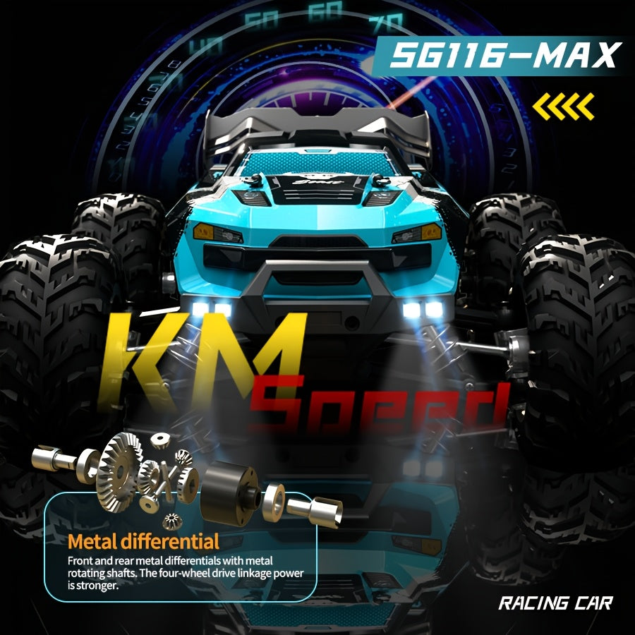 RC Auto – Bestuurbare Auto – RC Truck – Afstandsbestuurbare Auto – 1:16 Schaal – Brushless Motor 4000KV – Dual Batterijen – 75 km/h – 4WD