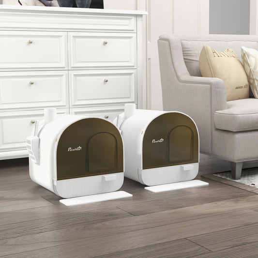 Kattenbak – Kattenbakhuis – Kattenbak Met Deurtje – Kattenbak Met Schepje – Hygienische Kattenbak – Duurzaam PP-Plastic – Inclusief Schommeldeur – Compact 43x44x47 cm