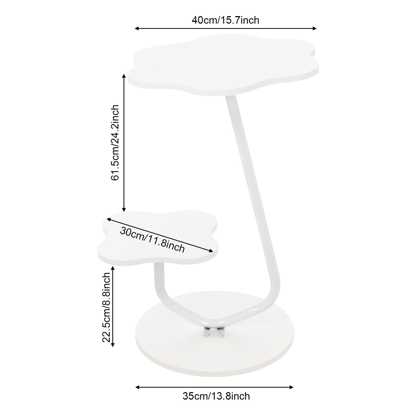 Salontafel – Koffietafel – Bijzettafel – Woonkamertafel – Sofa Tafel – Tweelaags – Creme Wit – Hout & Metaal – Compact 40cm Blad – 61,5cm Hoogte
