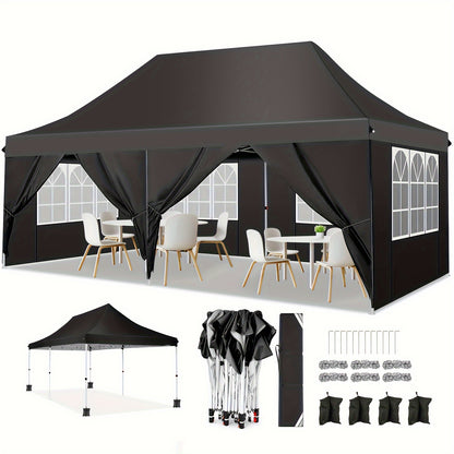 Pop-Up Partytent – Partytent 3x6 Meter – Buitentent – Feesttent – Ruim 18 m² – Stevig Alloy Frame – 6 Afneembare Zijwanden - QUORE