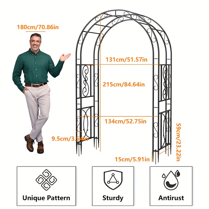 Metal Garden Arch Trellis: Decorative Outdoor Arbour Archway Wedding Arch Frame for Paths Entrances Climbing Plants