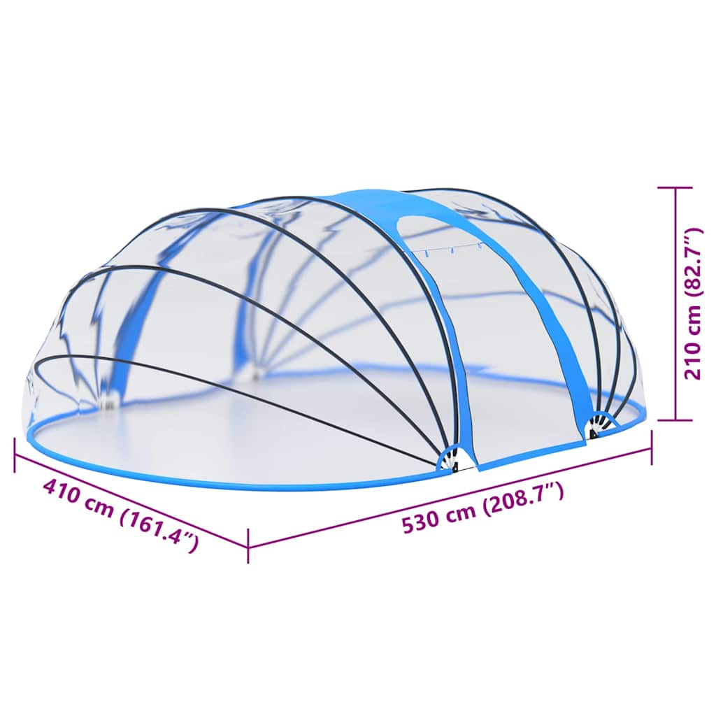 Zwembadoverkapping – Zwembadafdekking – Poolkoepel – Overkapping Zwembad – Zwembad Tent – 530 x 410 x 210 cm – Transparant UPF30 PVC – Oprolbare Zijdeuren