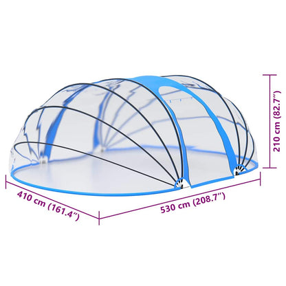 Zwembadoverkapping – Zwembadafdekking – Poolkoepel – Overkapping Zwembad – Zwembad Tent – 530 x 410 x 210 cm – Transparant UPF30 PVC – Oprolbare Zijdeuren
