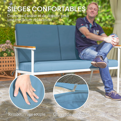 Tuinset – Tuinmeubelset – Balkonset – Loungeset – Zitgroep – 5-Delig – Gepoedercoat Staal – Lichtblauw Met Kussens